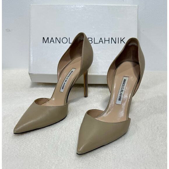 Manolo Blahnik Women Beige Pointed Toe D’Orsay Heels - Picture 3 of 8